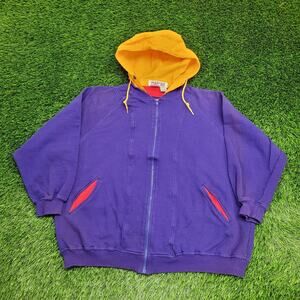Vintage 90s IZOD Zip Hoodie Womens L/XL 27x26 Baggy Purple
